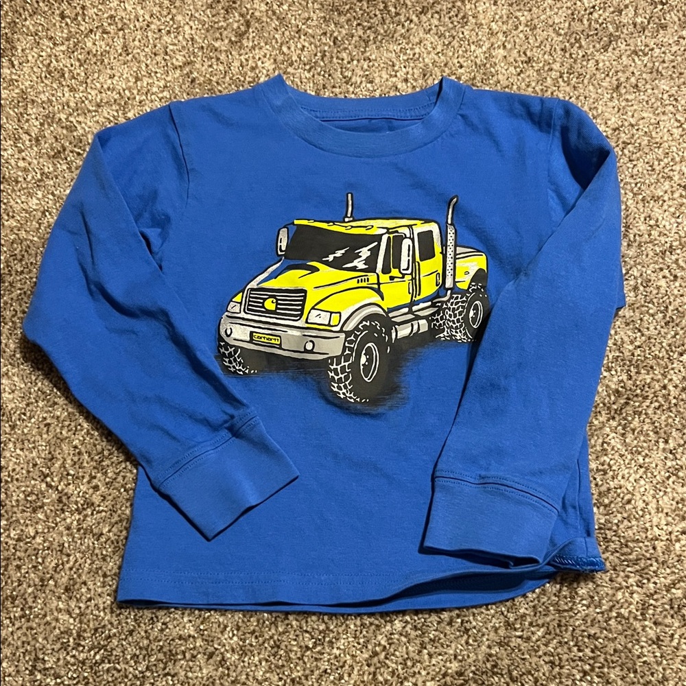 Carhartt Blue Long Sleeve Shirt with Yellow Truck Graphic